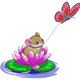 Cute Mouse on Lotus Embroidery Design, Instant Download