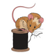 Cute Mouse on Thread Spool Embroidery Design, Sewing Room Art Pattern, Instant Download