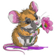 Cute Mouse with Flower Embroidery Design, Instant Download