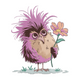 Cute Owl Holding Flower Embroidery Design, Instant Download