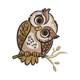 Cute Owl on Branch Embroidery Design, Instant Download