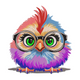 Cute Owl with Glasses Embroidery Design, Bird Machine Embroidery Pattern, Instant Download