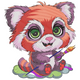 Cute Painting Red Panda Embroidery Design, Instant Download