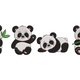 Cute Panda Bears Embroidery Design, Instant Download