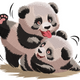 Cute Panda Cubs Embroidery Design, Instant Download
