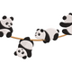 Cute Panda Family on Branch Embroidery Design, Instant Download