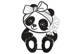 Cute Panda Girl Embroidery Design, Instant Download