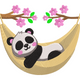 Cute Panda Hammock Embroidery Design, Instant Download