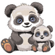 Cute Panda Mom and Baby Embroidery Design, Instant Download