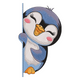 Cute Peekaboo Penguin Embroidery Design, Instant Download