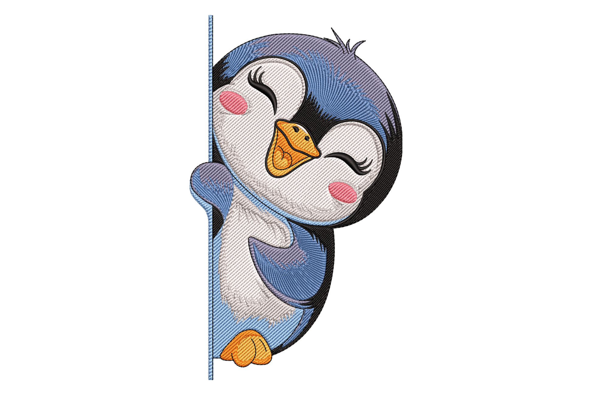 Peekaboo penguin embroidery, 9 colours, 9 sizes 3.5 to 7.5 inches wide, nursery baby theme, instant download