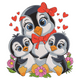 Cute Penguin Family Embroidery Design, Instant Download