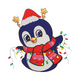 Christmas Penguin with Lights Embroidery Design, Holiday Bird