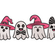 Pink Ghost Friends Halloween Embroidery Design, Cute Ghost Trio Witch Hat Pattern, Instant Download