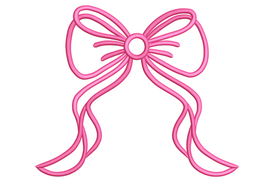Cute Pink Ribbon Bow Embroidery Design, Instant Download