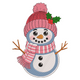 Pink Snowman Embroidery Design, Cute Winter Beanie Scarf Pattern, Instant Download