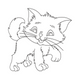 Playful Kitten Outline Embroidery Design, Cat Machine Embroidery Pattern, Instant Download