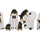 Cute Puppy Ghosts Halloween Embroidery Design, Instant Download