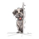 Puppy Peeking Door Embroidery Design, Instant Download