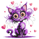 Cute Purple Kitten Embroidery Design, Instant Download