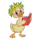 Cute Reading Duck Embroidery Design, Instant Download