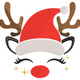 Reindeer Face Embroidery Design, Santa Hat Sleepy Eyelashes and Sparkle Pattern, Instant Download