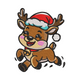 Running Reindeer Christmas Embroidery Design, Kawaii Holiday Deer Pattern, Instant Download