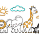 Cute Safari Animals Embroidery Design, Instant Download