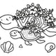 Sea Turtle Flowers Line Art Embroidery Design, Instant Download
