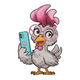 Cute Selfie Chicken Embroidery Design, Funny Farm Animal Pattern