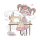 Cute Sewing Girl Embroidery Design, Instant Download