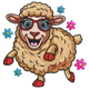 Cute Sheep with Glasses Embroidery Design, Instant Download