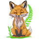 Cute Sitting Fox with Leaves Embroidery Design, Instant Download