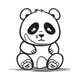 Cute Sitting Panda Embroidery Design, Instant Download