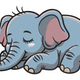 Cute Sleeping Baby Elephant Embroidery Design, Instant Download