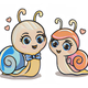 Cute Snail Couple Embroidery Design, Instant Download