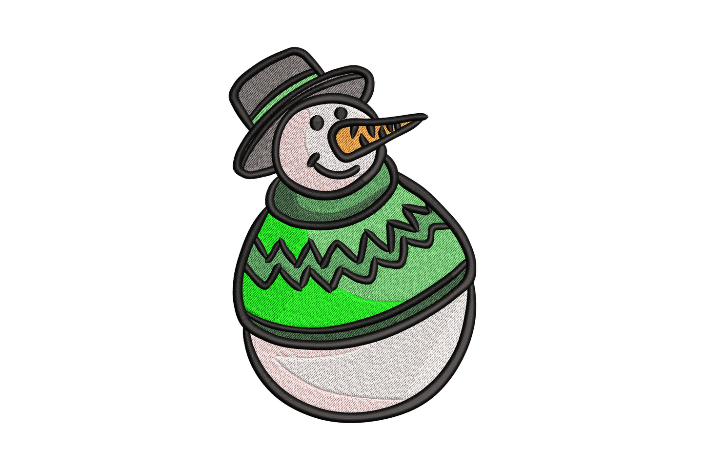 Cute snowman green sweater embroidery design 9 colour zigzag knit sweater grey hat orange carrot nose 5 sizes