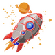 Cute Space Rocket Embroidery Design, Kids Space Nursery Pattern
