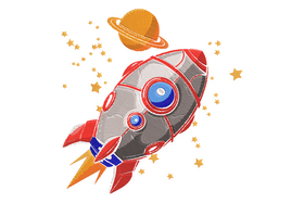Cute Space Rocket Embroidery Design, Kids Space Nursery Pattern