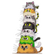 Cute Stacked Cats Embroidery Design, Instant Download