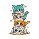 Cute Stacked Kittens Embroidery Design, Instant Download