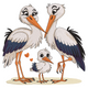 Cute Stork Family Embroidery Design, Instant Download