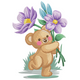 Cute Teddy Bear With Flowers Embroidery Design, Instant Download