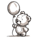 Cute Teddy Bear with Balloon Embroidery Design, Instant Download