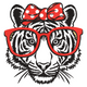 Cute Tiger With Glasses Embroidery Design, Instant Download