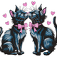 Cute Twin Cats Embroidery Design V2, Instant Download