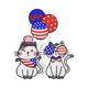 Cute USA Cats with Balloons Embroidery Design, Instant Download