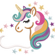 Cute Unicorn Head with Stars Embroidery Design, Instant Download