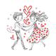 Cute Valentine Couple Love Dance Embroidery Design, Dancing Couple Heart Pattern