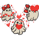 Cute Valentine Ghost Trio Embroidery Design, Instant Download